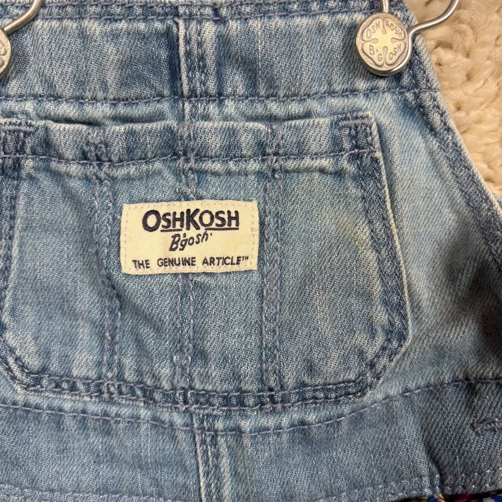 OshKosh B'gosh Baby Girls Denim‎ Floral Ruffle Overalls Dress 18M